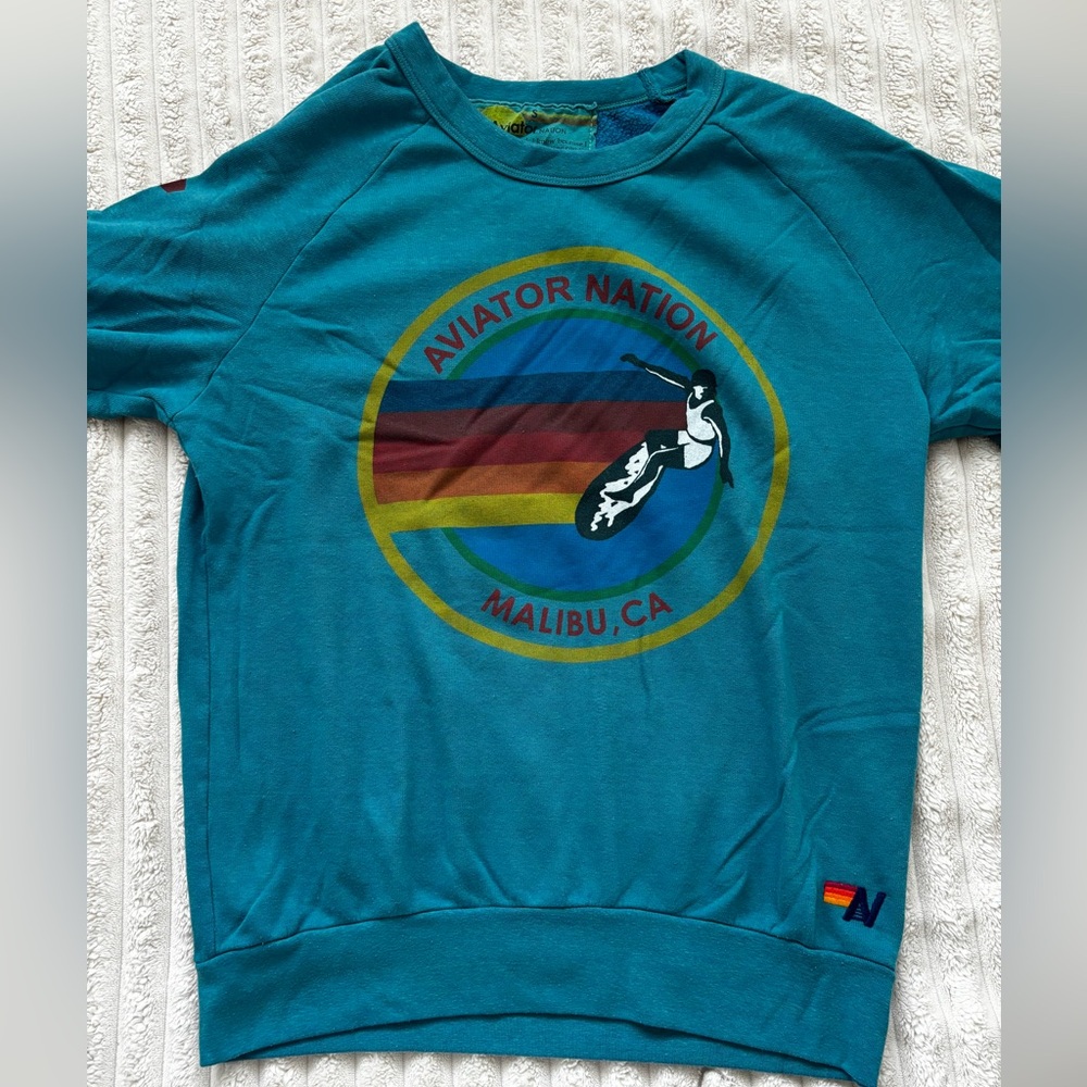 Turquoise Aviator Nation Logo Sweatshirt